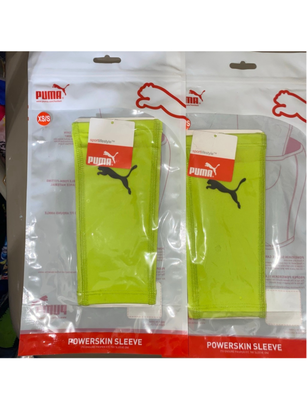 Pair Puma Powerskin Sleeves Size XS/S Lime Green Black NWT